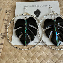 Load image into Gallery viewer, Monstera hoops (abalone/black wood)
